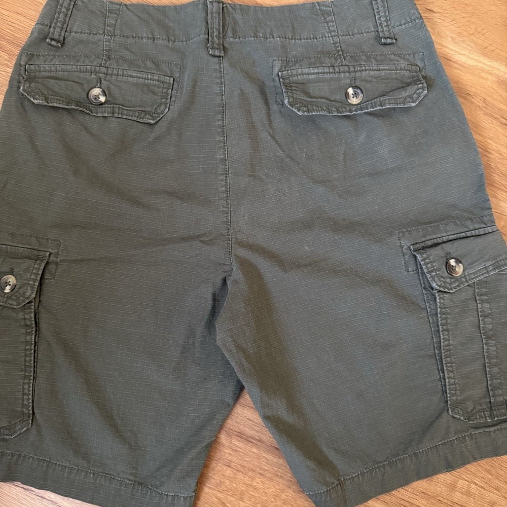 Old Navy Cargo Shorts Men's 33 Olive Green Cotton Flat‎ Front Rip Stop Grunge - Picture 3 of 7